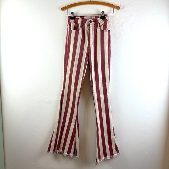 Show Me Your Mumu Berkeley Bell Bottom Concert Festival Flare Boho Jean Stripe - Picture 1 of 13